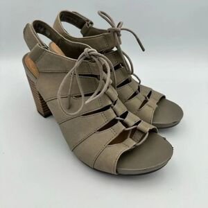 Womens Clarks‎ Banoy Waneta Nubuck Caged Dress Sandals Gray 7.5